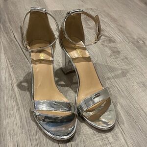 Silver Ankle Strap Heels